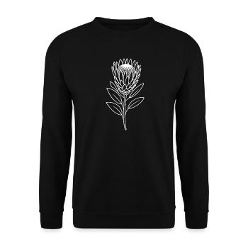 Protea Linienkunst auf Stoff - Unisex Pullover - Schwarz - Vorne - Alina (178cm) & Michal (187cm)