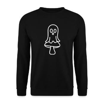 Geisterpilz Cartoon Icon - Unisex Pullover - Schwarz - Vorne - Alina (178cm) & Michal (187cm)