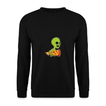 Alien und Pizza. Pizza -Liebhaber Gift - Unisex Pullover - Schwarz - Vorne - Alina (178cm) & Michal (187cm)