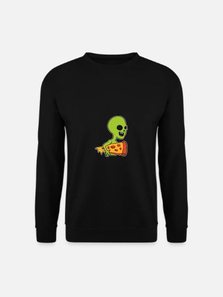 Alien und Pizza. Pizza -Liebhaber Gift - Unisex Pullover - Schwarz