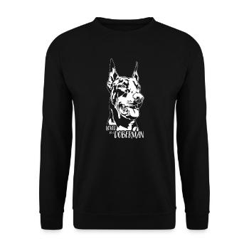 Aimé par un chien Doberman disant Doberman Wilsigns - Sweat-shirt Unisexe - noir - Devant - Alina (178cm) & Michal (187cm)
