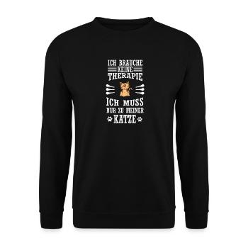 Katze - Unisex Pullover - Schwarz - Vorne - Alina (178cm) & Michal (187cm)