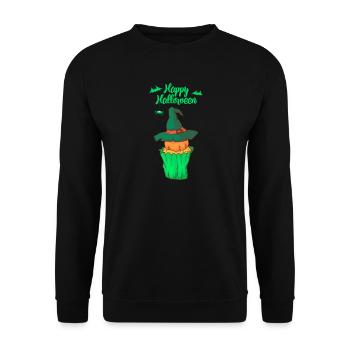 Halloween Cupcake Muffin Kuchen Backen Süßigkeiten - Unisex Pullover - Schwarz - Vorne - Alina (178cm) & Michal (187cm)