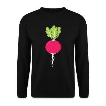 Rotes Radies mit Blättern Gemüse Radieschen - Unisex Pullover - Schwarz - Vorne - Alina (178cm) & Michal (187cm)