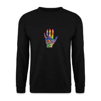 Bunte Hand - Unisex Pullover - Schwarz - Vorne - Alina (178cm) & Michal (187cm)