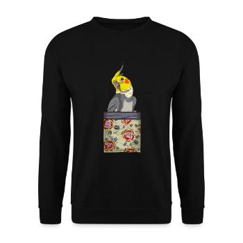 Bird Pet Gift Breast Bag Cockatiel - Unisex Sweatshirt - black - Front - Alina (178cm) & Michal (187cm)