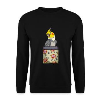 Parrot Bird Breast Pocket Cockatiel - Unisex Sweatshirt - black - Front - Alina (178cm) & Michal (187cm)