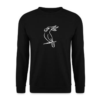 Kakadu Spass Portrait Vogel Zeichnung - Unisex Pullover - Schwarz - Vorne - Alina (178cm) & Michal (187cm)