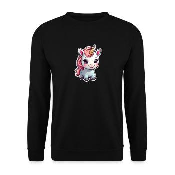Happy Baby unicorn kawaii style - Unisex Pullover - Schwarz - Vorne - Alina (178cm) & Michal (187cm)