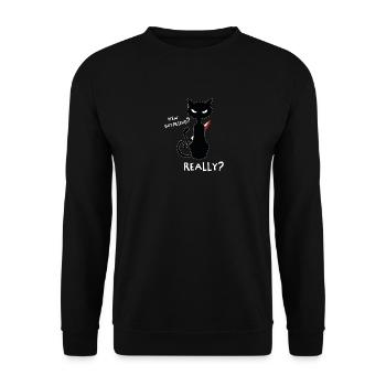 Neuen Freund? - Lustiges Kitty Shirt Design - Unisex Pullover - Schwarz - Vorne - Alina (178cm) & Michal (187cm)