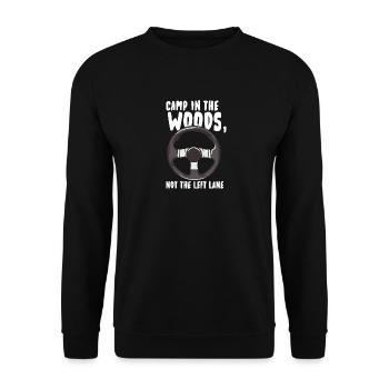 Camp In The Woods Nicht die linke Spur - Unisex Pullover - Schwarz - Vorne - Alina (178cm) & Michal (187cm)