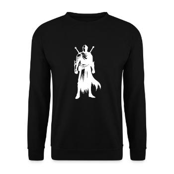 Proud Knight Warrior with Sword and Shield - Unisex Sweatshirt - black - Front - Alina (178cm) & Michal (187cm)