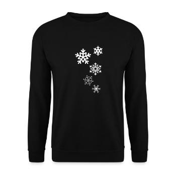 Schneeflocken Schnee Winter Eiskristalle - Unisex Pullover - Schwarz - Vorne - Alina (178cm) & Michal (187cm)