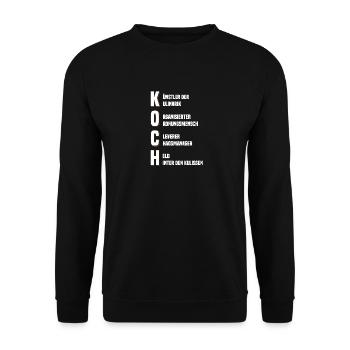 Koch - Eigenschaften des Wortes Koch - Unisex Pullover - Schwarz - Vorne - Alina (178cm) & Michal (187cm)