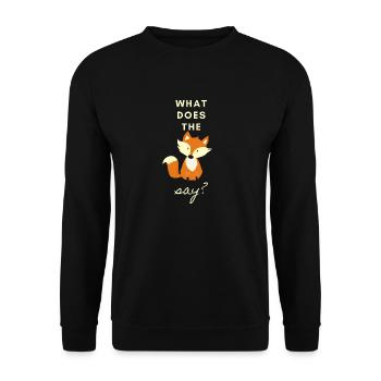 Saying WHAT DOES THE FOX SAY Fox Animals Forest - Unisex Sweatshirt - black - Front - Alina (178cm) & Michal (187cm)