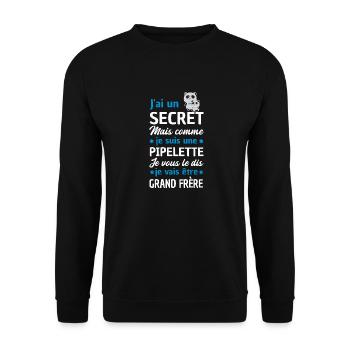 jai un secret / je vais être grand frère - Sweat-shirt Unisexe - noir - Devant - Alina (178cm) & Michal (187cm)