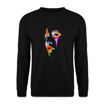 Face colorful lady lady girl woman mask cosmetics - Unisex Sweatshirt - black - Front - Alina (178cm) & Michal (187cm)