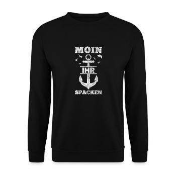 Moin Ihr Spacken - Unisex Pullover - Schwarz - Vorne - Alina (178cm) & Michal (187cm)