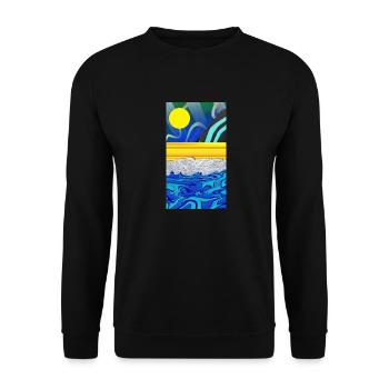 mer, sable, ciel, paysage de graffitis solaires - Sweat-shirt Unisexe - noir - Devant - Alina (178cm) & Michal (187cm)