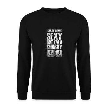 Ich hasse es, sexy zu sein, aber ich bin mollig bärtig - Unisex Pullover - Schwarz - Vorne - Alina (178cm) & Michal (187cm)