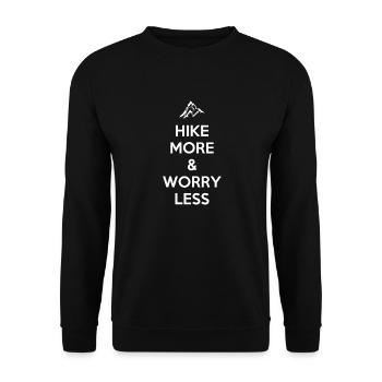 Randonnée Plus Souciez-vous moins. Conception de randonnée pédestre - Sweat-shirt Unisexe - noir - Devant - Alina (178cm) & Michal (187cm)