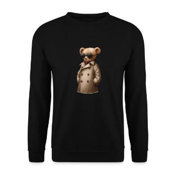 Teddybär mit Sonnenbrille und Anzug - Unisex Pullover - Schwarz - Vorne - Alina (178cm) & Michal (187cm)