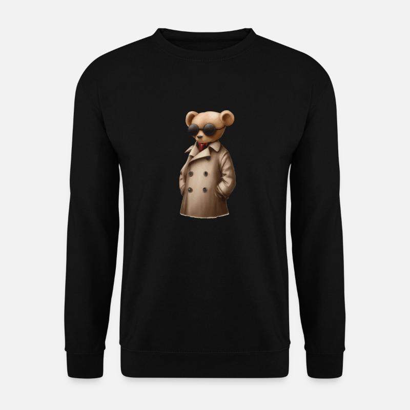 Teddybär mit Sonnenbrille und Anzug - Unisex Pullover - Schwarz