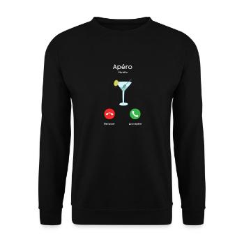appel de l'apéro - Sweat-shirt Unisexe - noir - Devant - Alina (178cm) & Michal (187cm)