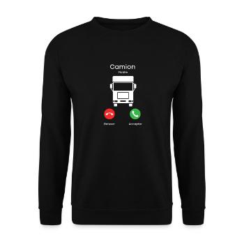 appel du camion - Sweat-shirt Unisexe - noir - Devant - Alina (178cm) & Michal (187cm)