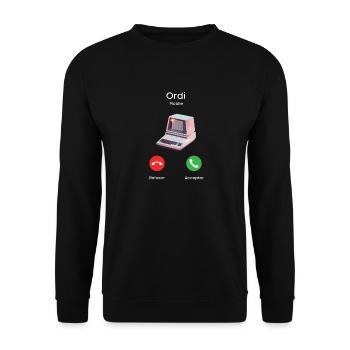 appel de l'ordi - Sweat-shirt Unisexe - noir - Devant - Alina (178cm) & Michal (187cm)