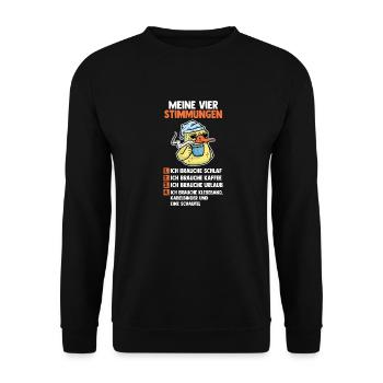 Ente Meine Vier Stimmungen - Unisex Pullover - Schwarz - Vorne - Alina (178cm) & Michal (187cm)