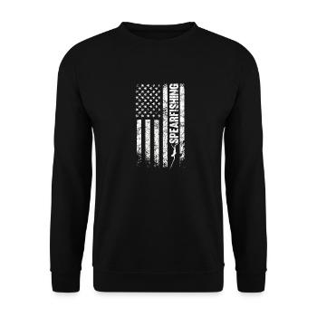 Speerfischer usa flagge taucher und speer fischer - Unisex Pullover - Schwarz - Vorne - Alina (178cm) & Michal (187cm)