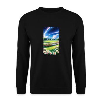 Landschaft mit 4 Bereichen, Generative KI - Unisex Pullover - Schwarz - Vorne - Alina (178cm) & Michal (187cm)