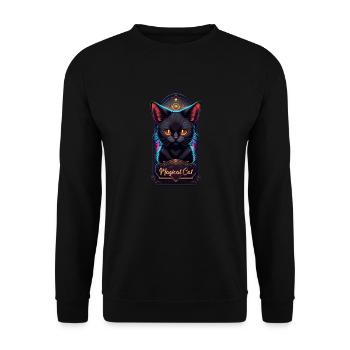 Schwarze Katze und Magie - Unisex Pullover - Schwarz - Vorne - Alina (178cm) & Michal (187cm)