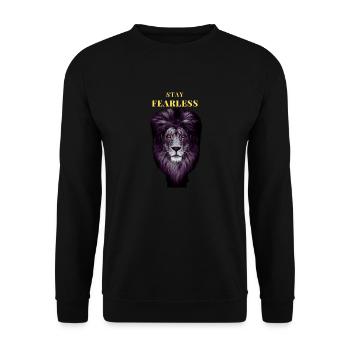 Bleib furchtlos Löwe - Furchtloser Löwe - Löwenher - Unisex Pullover - Schwarz - Vorne - Alina (178cm) & Michal (187cm)
