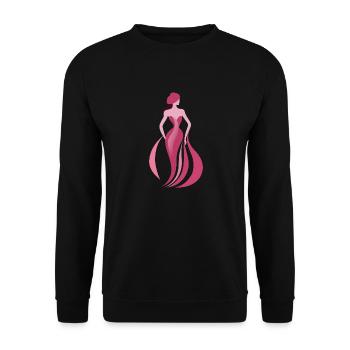 Abstrakte kunstvolle Frau - Unisex Pullover - Schwarz - Vorne - Alina (178cm) & Michal (187cm)