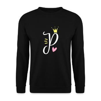 Letter P Initial Letter Crown - Unisex Sweatshirt - black - Front - Alina (178cm) & Michal (187cm)