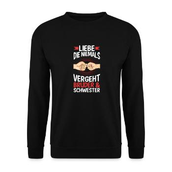 Geschwister Bruder und Schwester - Unisex Pullover - Schwarz - Vorne - Alina (178cm) & Michal (187cm)