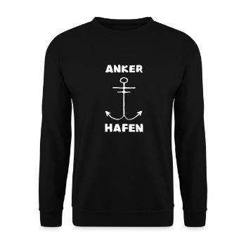Hafen Du bist mein Anker Liebeserklärung Spruch - Unisex Pullover - Schwarz - Vorne - Alina (178cm) & Michal (187cm)
