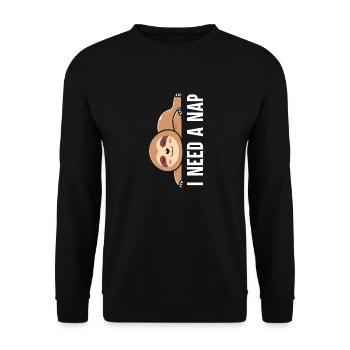 Faultierliebhaber sagt lustige faule Faultiere schlafen - Unisex Pullover - Schwarz - Vorne - Alina (178cm) & Michal (187cm)