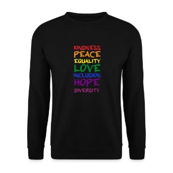 Kindness peace inclusion hope rainbow gay lesbian - Unisex Sweatshirt - black - Front - Alina (178cm) & Michal (187cm)