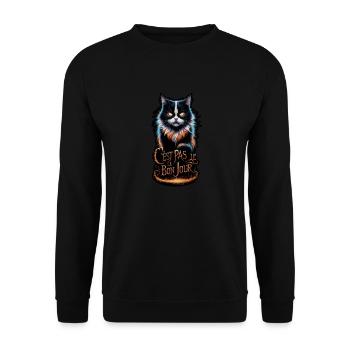 Angry cat - not on the right day - Unisex Sweatshirt - black - Front - Alina (178cm) & Michal (187cm)