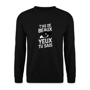 T'as de beaux yeux tu sais - Sweat-shirt Unisexe - noir - Devant - Alina (178cm) & Michal (187cm)