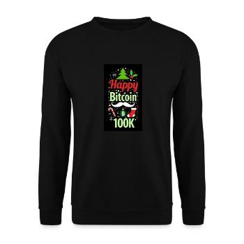Happy Bitcoin 100K! X-Mas Edition - Unisex Pullover - Schwarz - Vorne - Alina (178cm) & Michal (187cm)