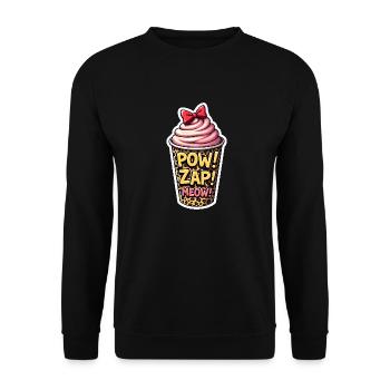 POW ZAP MEOW - Unisex Sweatshirt - black - Front - Alina (178cm) & Michal (187cm)
