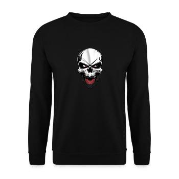 Rockmusik Totenkopf - Unisex Pullover - Schwarz - Vorne - Alina (178cm) & Michal (187cm)