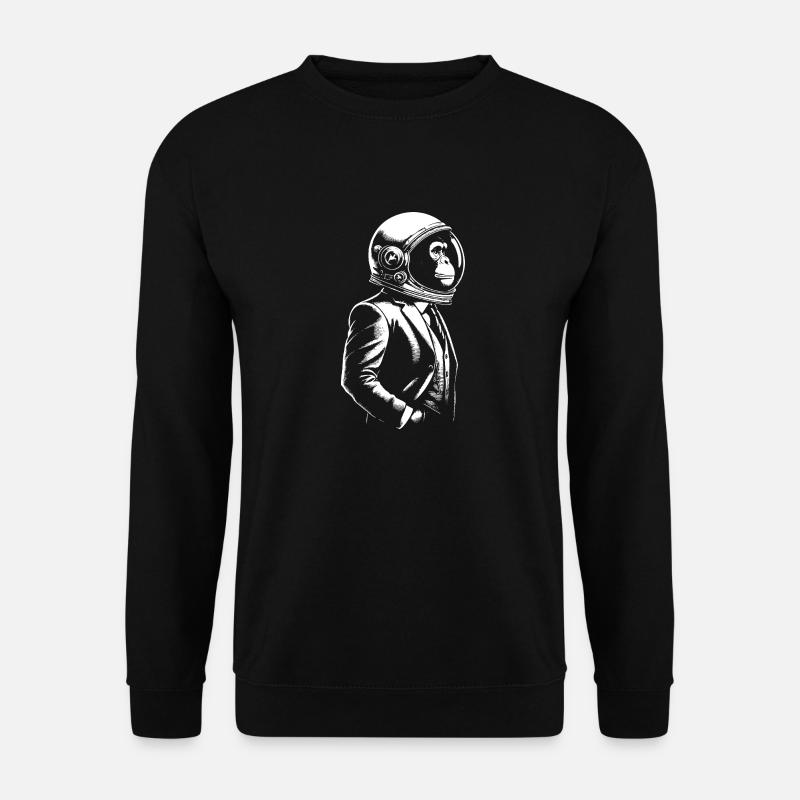 Affe im Anzug mit Helm - Unisex Pullover - Schwarz