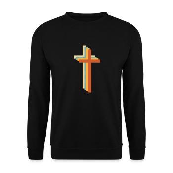 Jesus Kreuz Retro Geschenk - Unisex Pullover - Schwarz - Vorne - Alina (178cm) & Michal (187cm)