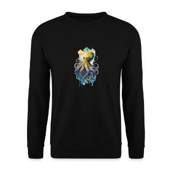 Krake Oktopus Tintenfisch Wasserfarbe Ozean Meer - Unisex Pullover - Schwarz - Vorne - Alina (178cm) & Michal (187cm)