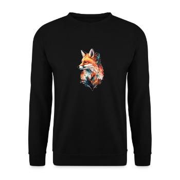 Fuchs Aquarell Wald Waldtier Wildtier Zeichnung - Unisex Pullover - Schwarz - Vorne - Alina (178cm) & Michal (187cm)